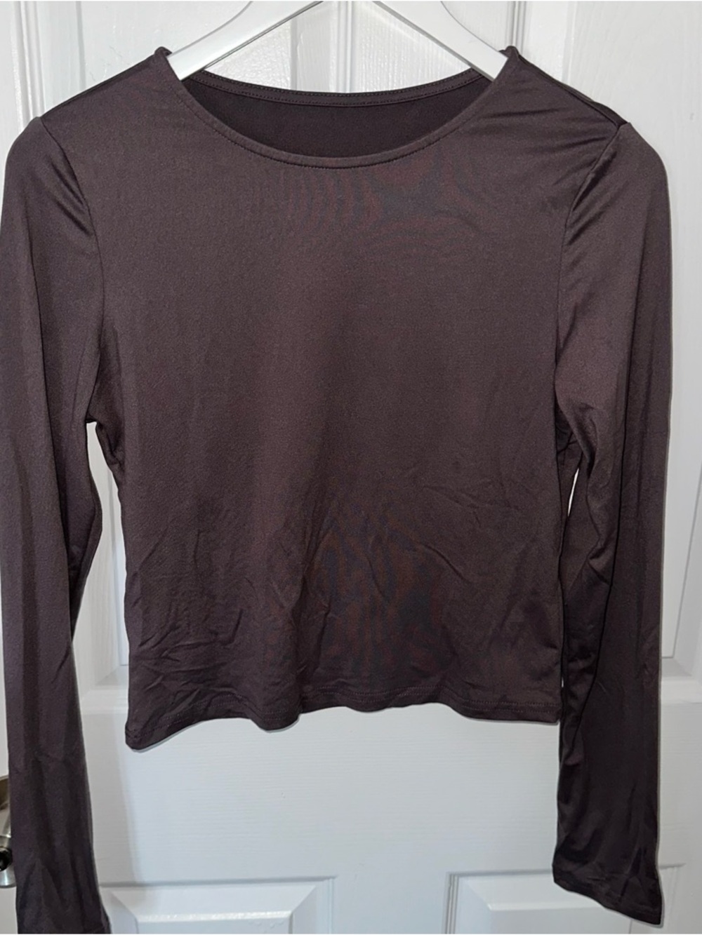 Maroon/Brown Cropped Long Sleeve Shirt